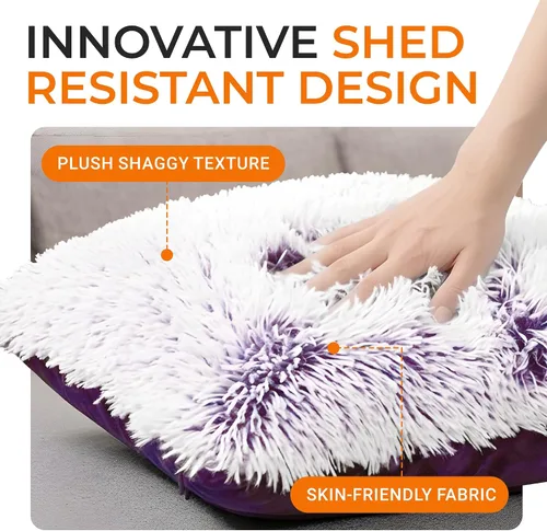 Vista 3 de Cheer Collection Almohadas Decorativas para Sofá y Cama, Almohadas Decorativas Suaves de Pelo Largo con Rellenos Incluidos, Acogedoras Almohadas