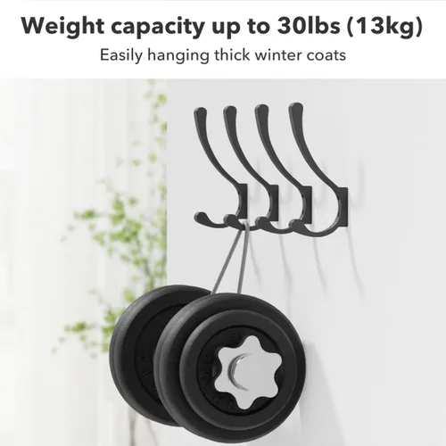 Vista 6 de saffruff Ganchos de montaje en pared, ganchos de metal resistentes para colgar ropa, mochila, bolsa, toalla y chaqueta, fuerte gancho de armario