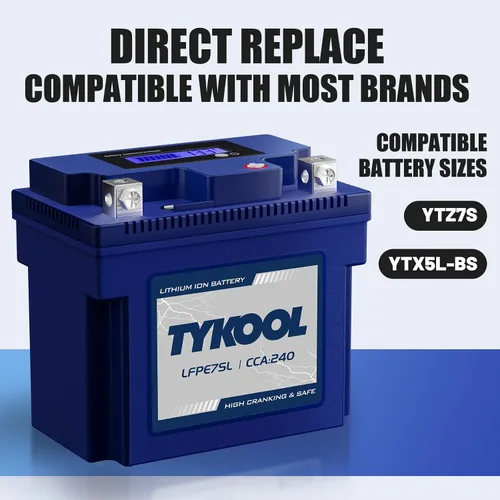 Vista 5 de YTZ7S / YTX7L, 12V 4Ah 240CCA LiFePO4 Batería de motocicleta, batería de deportes motorizados para Honda KTM Yamaha Harely, batería de litio