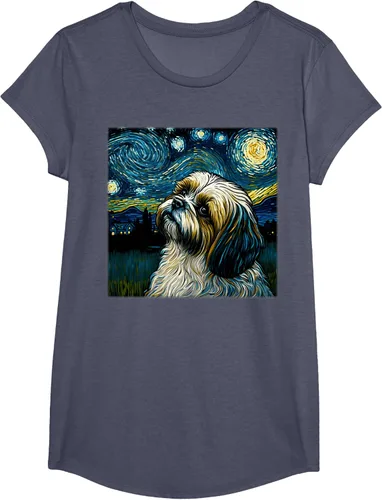 Vista 13 de Camiseta Surrealism Starry Night Shih Tzu Dog