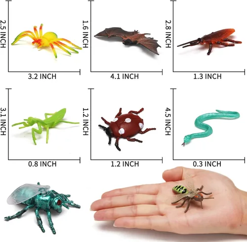 Vista 3 de Paquete de 76 mini juego de insectos de plástico, juguete realista de insectos para niños, figura de insectos falsos para niños, niños pequeños