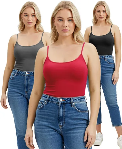 Vista 373 de Emmalise Camisola larga casual básica para mujer, con tirantes ajustables, top en capas