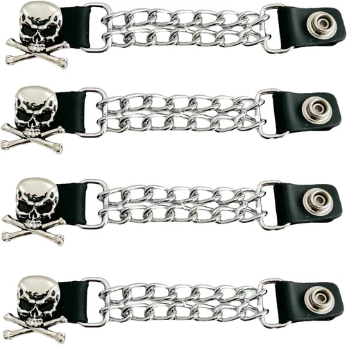 Vista 3 de Funk Plus Extensores de chaleco de motocicleta de 4 pulgadas, doble cadena cromada, chaqueta MC a presión regular fabricada en EE. UU