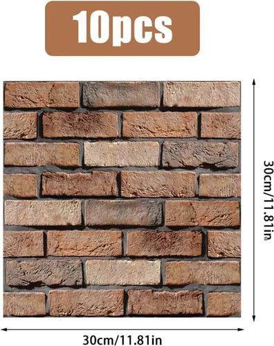 Vista 3 de Panel de pared decorativo 3D, paneles de pared de ladrillo sintético, espuma impermeable autoadhesiva, para decoración de pared interior, decoración