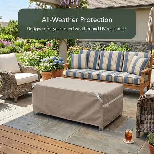 Vista 3 de Covermates Funda rectangular para mesa decorativa – Funda para muebles de patio al aire libre, resistente al agua, otomana/mesa auxiliar, poliéster