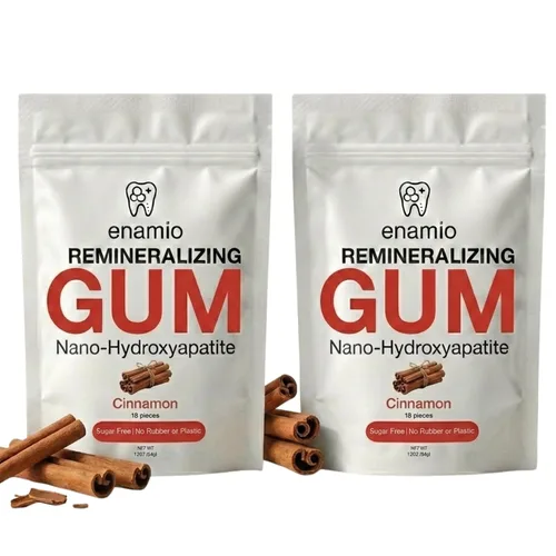 Vista 9 de Enamio Chicle Remineralizante de Bayas, Chicle de Xilitol Sin Azúcar con Nano Hidroxiapatita, Apoya el Aliento Fresco y la Salud Bucal, Base