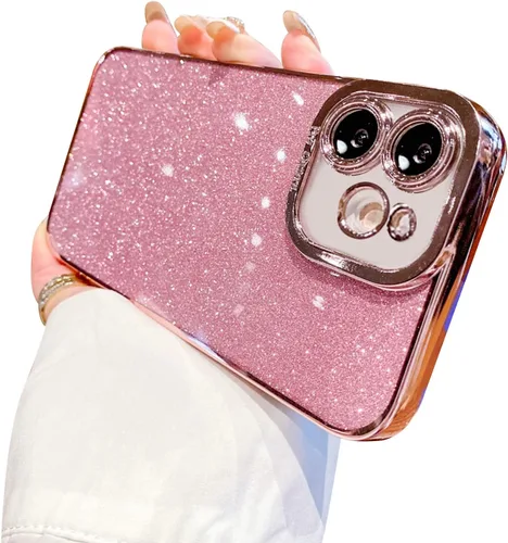 Vista 27 de Funda compatible con iPhone 11 Pro con purpurina, de lujo, linda, flexible, cubierta chapada, protección de cámara, a prueba de golpes, funda