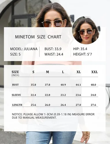 Vista 6 de Minetom Camisetas de manga larga con cuello en V para mujer, estilo casual, bloque de color/sólido, camisetas básicas
