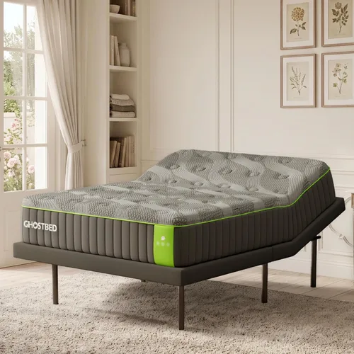 Vista 10 de Cama ajustable GhostBed con colchón híbrido de 12 pulgadas en una caja, tamaño Queen