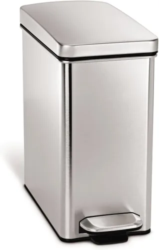 Vista 5 de simplehuman Cubo de basura rectangular de 38 litros/10 galones, acero inoxidable cepillado y cubo de basura delgado de 10 litros/2.6 galones, acero