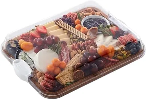 Vista 8 de FAREBERWARE Build-A-Board Tabla de cortar de bambú con compartimento de almacenamiento único, tapa de bloqueo transparente, asas negras, perfecta