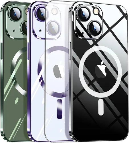 Vista 8 de Dataroad - Funda magnética de titanio verde para iPhone 15, protección completa de la cámara [compatible con Magsafe] [No se pone amarillento]