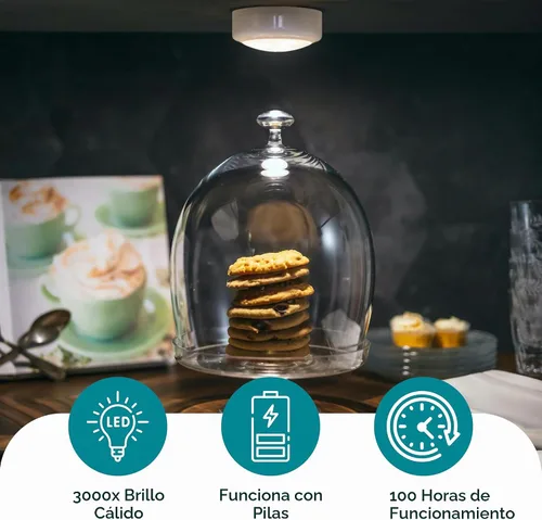 Vista 5 de Bright Evolution - Luces para debajo del gabinete, iluminación de gabinete a pilas con tecnología táctil, luces LED de disco para cocina