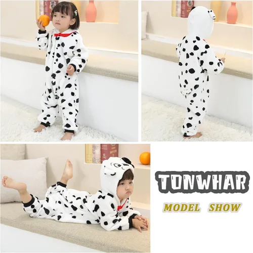 Vista 5 de TONWHAR Disfraz unisex para bebé, pijama de perro de dibujos animados, traje de dinosaurio para niños pequeños