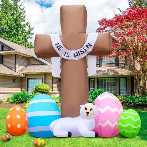 Vista 7 de Decoraciones inflables de Pascua para exteriores de 6 pies, con luces LED integradas, decoración de patio, para fiestas de Pascua, al aire libre