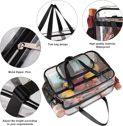 Vista 5 de Bolsas transparentes aprobadas para estadios, bolsa transparente + correa para el hombro, bolsa transparente grande