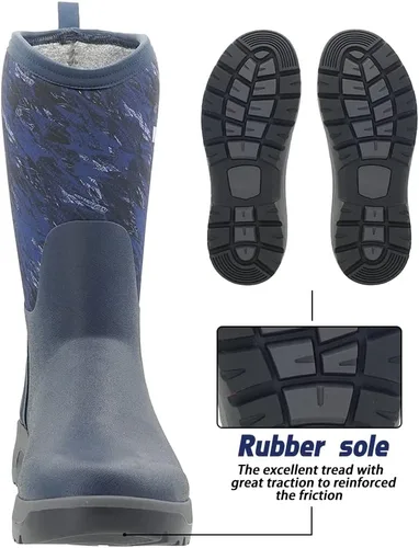 Vista 4 de CNSBOR Botas impermeables de goma aisladas para hombre, botas de lluvia de neopreno para exteriores