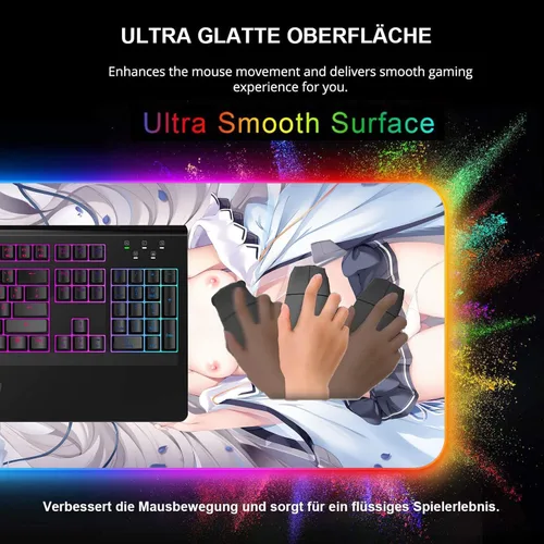 Vista 5 de Mouse Pads Sexy Anime Girl Mouse Pad Gaming Led RGB Deskmat Desk Mat Mousepad Gamer Game Mats Mause Office Pads Pc XXL Desktop 39.37 inch x19.68 inch