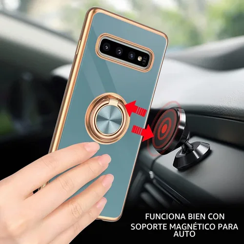 Vista 6 de DUEDUE Funda para Samsung Galaxy S10 Plus con soporte de anillo, rotación de 360 grados, magnética, dedo del automóvil, cubierta delgada a prueba
