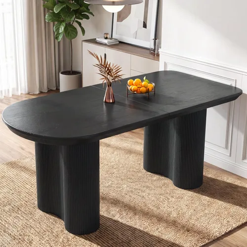Vista 9 de Guyii Mesa de comedor de 62.99 pulgadas con una mesa completa, mesa de cocina moderna para 6 personas, mesa de comedor interior para cocina, bar