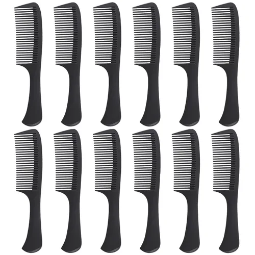 Vista 7 de Peine desenredante grande con mango profesional, fibra de carbono, corte, peluquería, peinado, diente redondo, peluquería, peluquería, peine