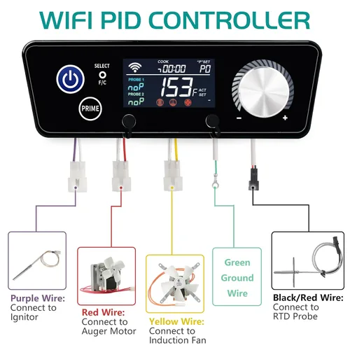Vista 6 de Controlador WiFi para Fumador de Pellet Vertical Serie 3 4 5 7 de Pit Boss Panel de Control de Termostato con Sonda de Temperatura Tablero