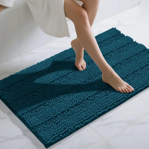 Vista 62 de Yimobra Tapetes de baño lavables, de chenilla súper suave y absorbente, para suelo y alfombra, de secado rápido, antideslizante, para bañera y Beige