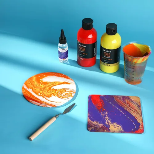 Vista 8 de Nicpro Kit de suministros de pintura acrílica de 14 colores, 8.45 onzas, gran volumen premezclado, juego a granel de pintura de alto flujo