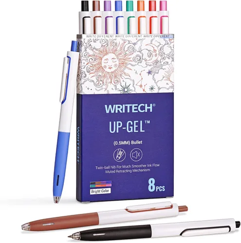 Vista 9 de WRITECH Bolígrafos de gel de punta fina: 0.020 in, sin manchas ni manchas, bolígrafo de tinta negra, haga clic para diario, bocetos, dibujo, toma