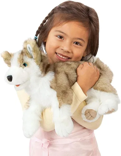 Vista 5 de Folkmanis Marioneta de mano Wolf Pup, gris, blanco, negro, 1 EA