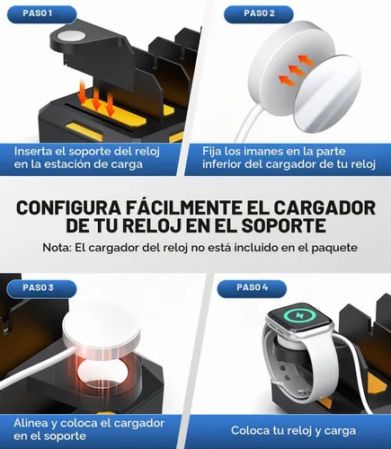 Vista 6 de Estación de carga para múltiples dispositivos, estación de carga múltiple Honcila 6 en 1 para teléfono celular, tableta, iPhone, iPad y más Negro