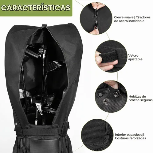 Vista 7 de Cubierta de lluvia para bolsa de golf con capucha impermeable 1680D de nylon a prueba de polvo, ajuste universal con capa de lluvia ajustable