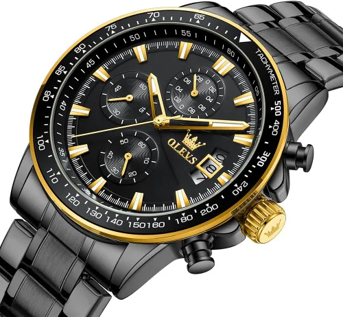 Vista 2 de OLEVS Watch for Men, Fashion Business Dress Mens Watches, Luminous Date Stainless Steel Waterproof Analog Two Tone Casual Quartz Wristwatch