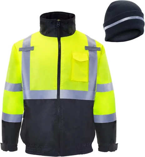 Vista 9 de JORESTECH Chaqueta y gorro de seguridad reflectante de alta visibilidad impermeable ANSI