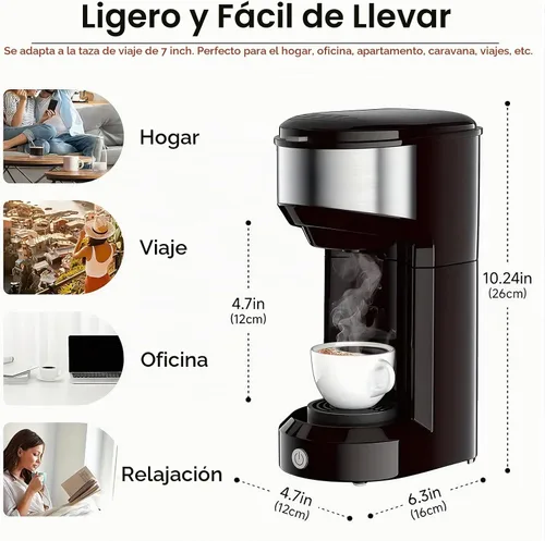 Vista 2 de Cafetera de una sola porción, pequeña K Pod y máquina de café Negro