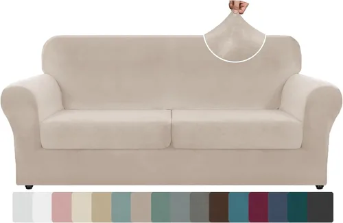 Vista 68 de ZNSAYOTX Fundas elásticas para silla de terciopelo de lujo con brazo, 2 piezas, para sala de estar, funda gruesa y suave, antideslizante, protector