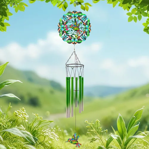 Vista 10 de Campanillas de viento con rotador de libélula, regalos para hombres, mujeres, jubilación, maestros, padres - decoración colgante para exteriores