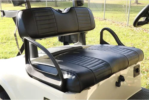 Vista 3 de Cubiertas de asiento delantero para carrito de golf EZGO Medalist, TXT 1994-2013 de Huskey, ajuste personalizado, estilo plisado negro, vinilo