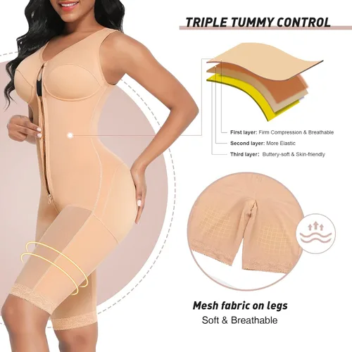 Vista 4 de Fajas Colombianas Control de abdomen Post Cirugía Body Shaper Compresión Levantador de glúteos Fajas