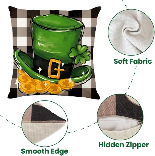 Vista 3 de Vellibring Fundas de almohada del Día de San Patricio de 18 x 18 pulgadas, fundas de almohada para decoración de sofá y decoración de sofá, diseño