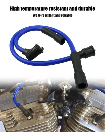 Vista 4 de Cable de Bujía de 10mm para Harley Davidson Sportster 883 1200 XL 1986-2003, 2104-0143 - Azul Silicona Replace 2104-0143, 1986-2003, Blue Silicone