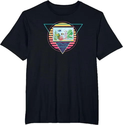 Vista 29 de Futuristic Fish Tank Synthwave Vaporwave Aquarium Aesthetic T-Shirt Negro