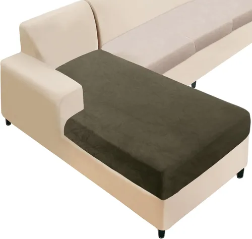 Vista 35 de NAISI Fundas de cojín de sofá de terciopelo elásticas de 1 pieza, fundas de asiento de sofá o respaldo, fundas suaves individuales para sofá Beige