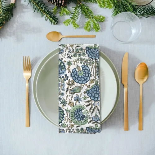 Vista 3 de Ridhi - Servilletas de 100 % algodón con estampado de espárragos verdes de 18 x 18 pulgadas (juego de 4) servilletas de cocina reutilizables