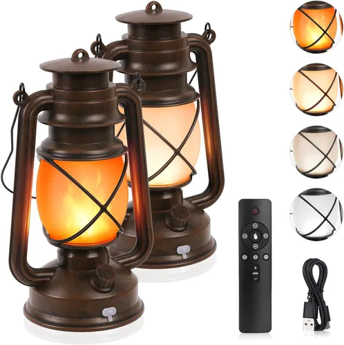 Vista 7 de Linterna Solar para Exterior Impermeable, Luces Solares LED Vintage con Llama Parpadeante, Lámparas de Camping, Linterna Rústica Colgante de Carga