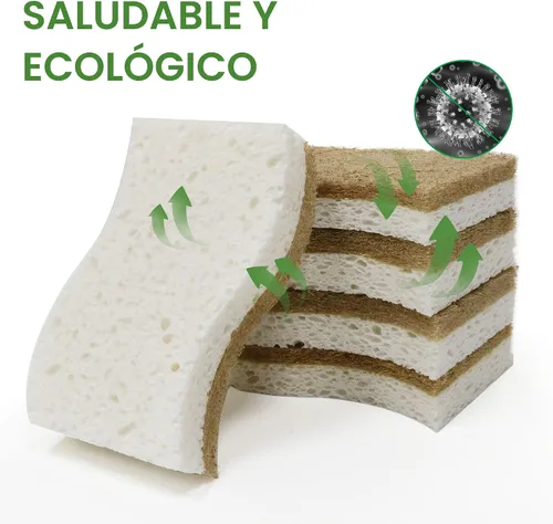 Vista 4 de Paquete de 9 esponjas de cocina naturales biodegradables