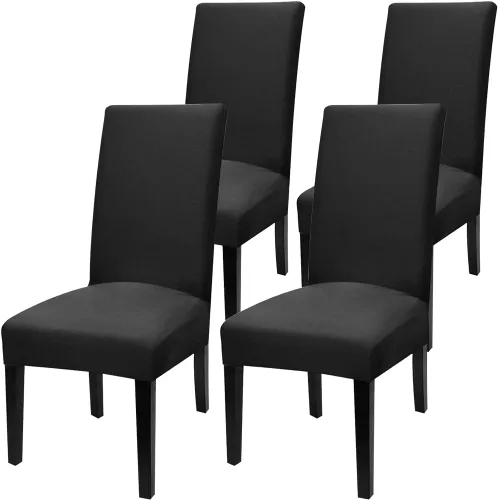 Vista 14 de Fuloon Paquete de 4 Fundas Protectoras para Asientos de Sillas de Comedor Super Ajustadas Elásticas Extraíbles Lavables Cortas para Hotel, Comedor