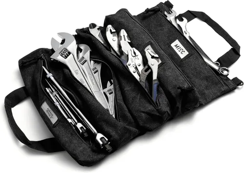 Vista 10 de Bolsa enrollable de herramientas oficial Voyager – Bolsa enrollable de 5 bolsillos fácil de transportar – Lona duradera de 20 onzas, cremalleras YKK