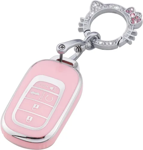 Vista 11 de Pangpai Funda para llavero rosa para Jeep, funda de protección de TPU suave con llavero brillante compatible con Jeep Grand Cherokee Renegade