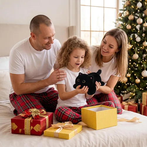 Vista 4 de Peluche de gato negro con peso, lindos animales de peluche con peso para niños, realista y suave, abrazable, regalo para niñas y niños